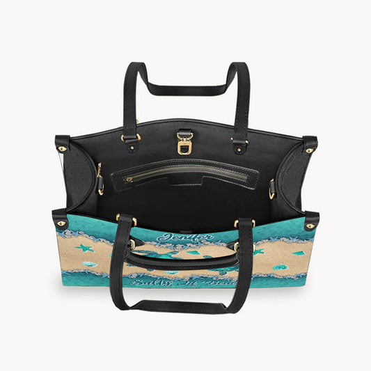 Salty Lil' Beach - Personalized Turtle Leather Handbag
