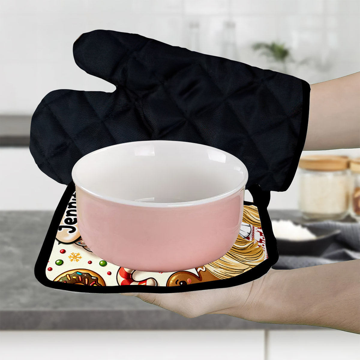 This Girl Can Bake - Baking gift for mom, her, girlfriend, wife - Personalized Oven Mitts & Pot Holder Set