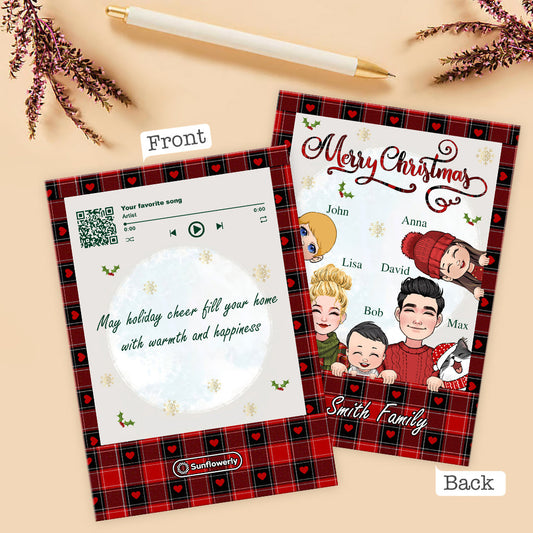 Merry Christmas Snowman - Personalized Family Greeting Card