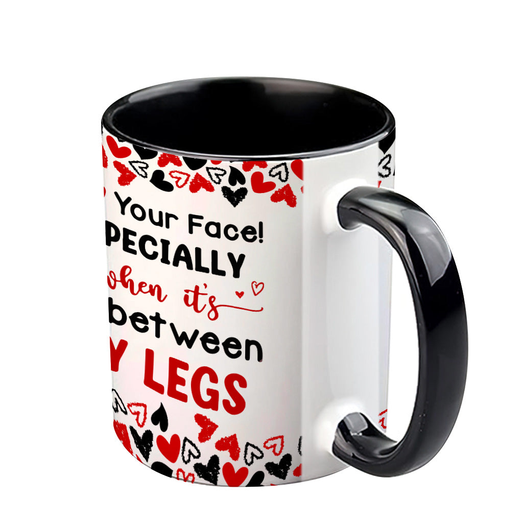 Naughty I Love Your Face - Personalized Couple Accent Mug
