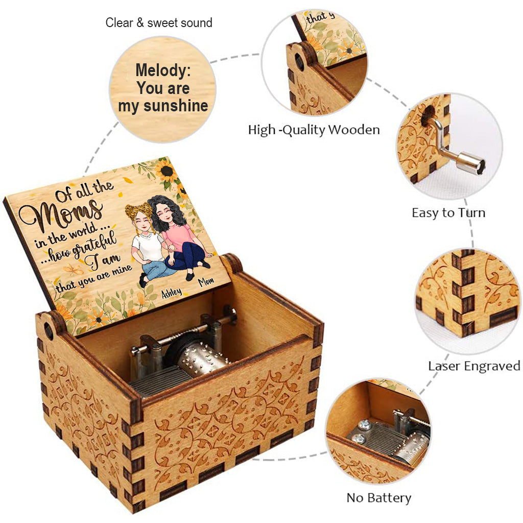 Of All The Moms - Personalized Mother's Day Mother Hand Crank Music Box