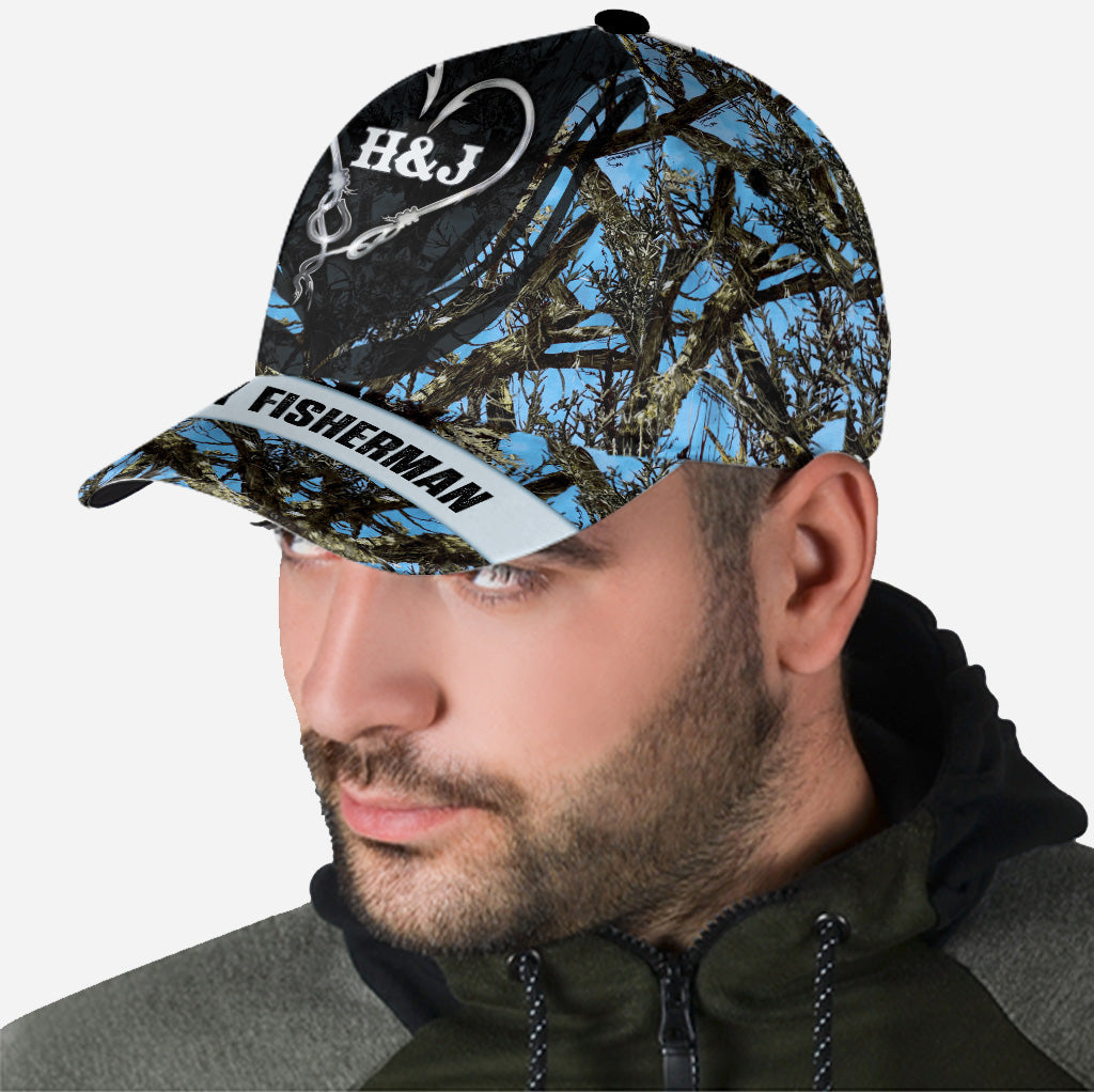 One Lucky Fisherman - Fishing gift for husband, boyfriend, dad, grandpa - Personalized Classic Cap