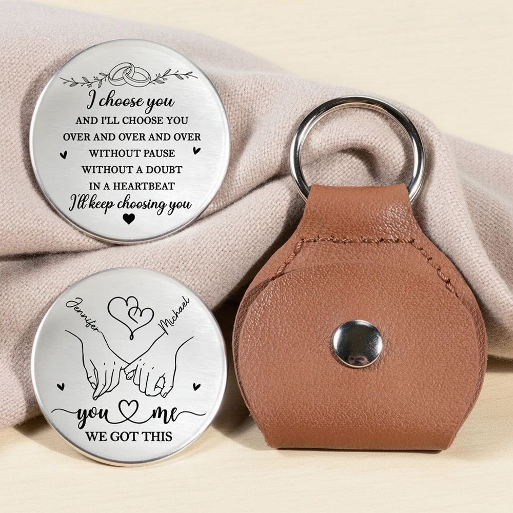 Personalized Pocket Hug Coin with Romantic Quote, Everyday Keepsake Gift for Wife Husband Girlfriend Boyfriend