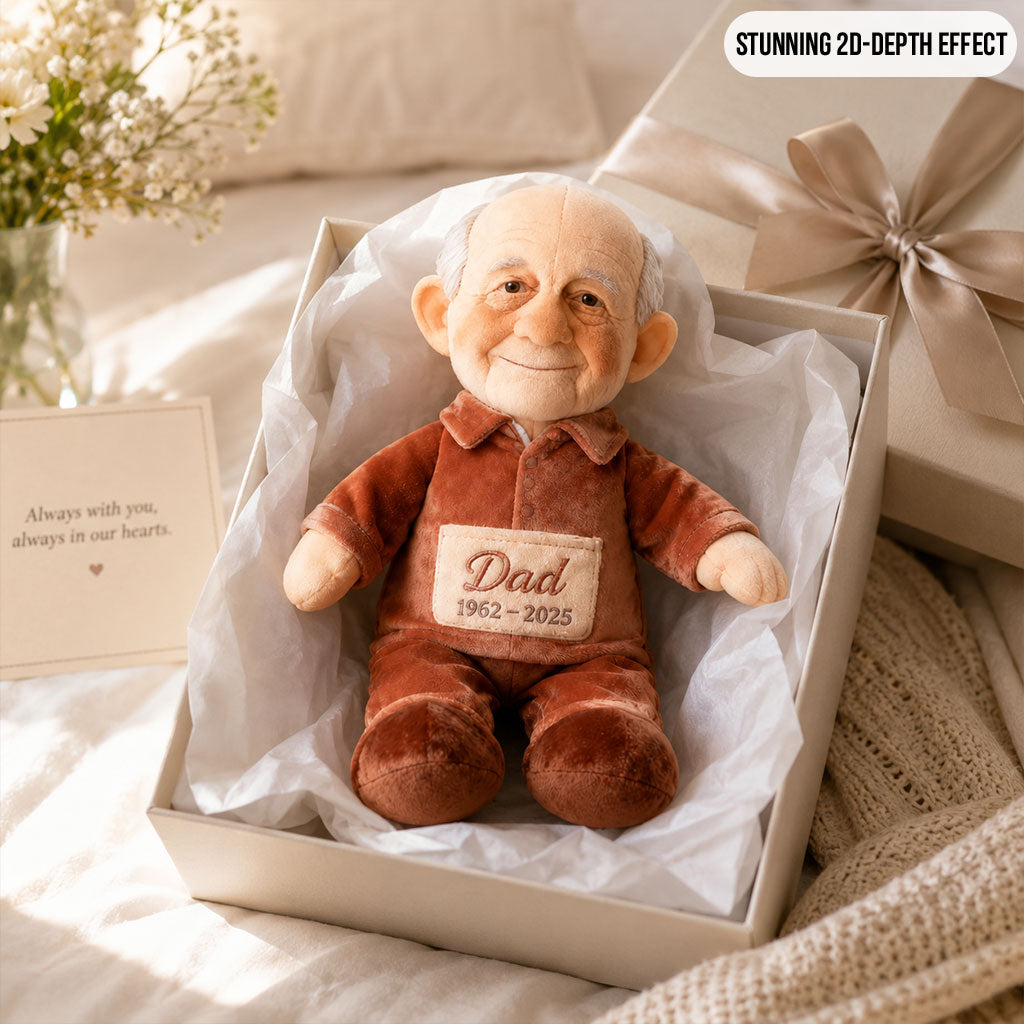 Custom Memorial Black Grandpa Faux Fur Shaped Pillow - Personalized Funeral Keepsake Stuffed Figure, Remembrance Gift for Loss of Grandfather