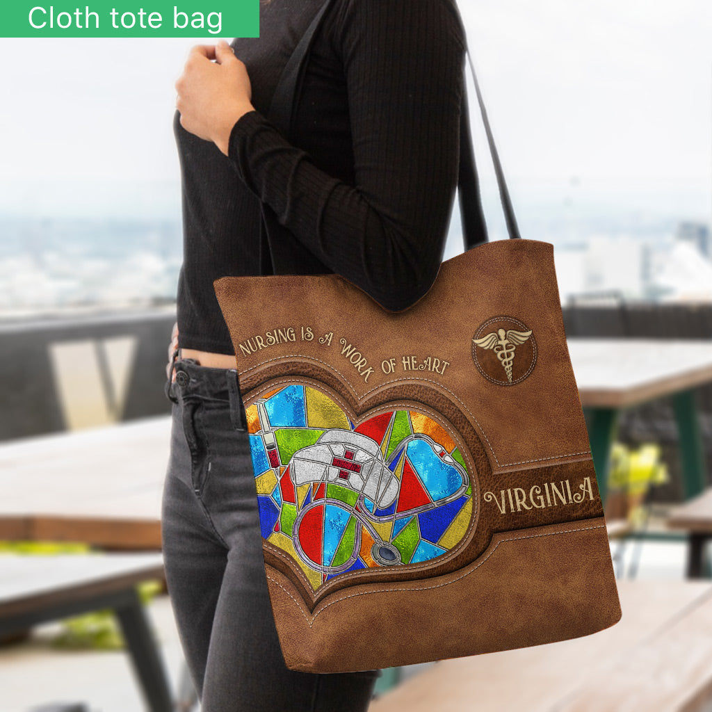Nursing Is A Work Of Heart - Personalized Nurse Tote Bag
