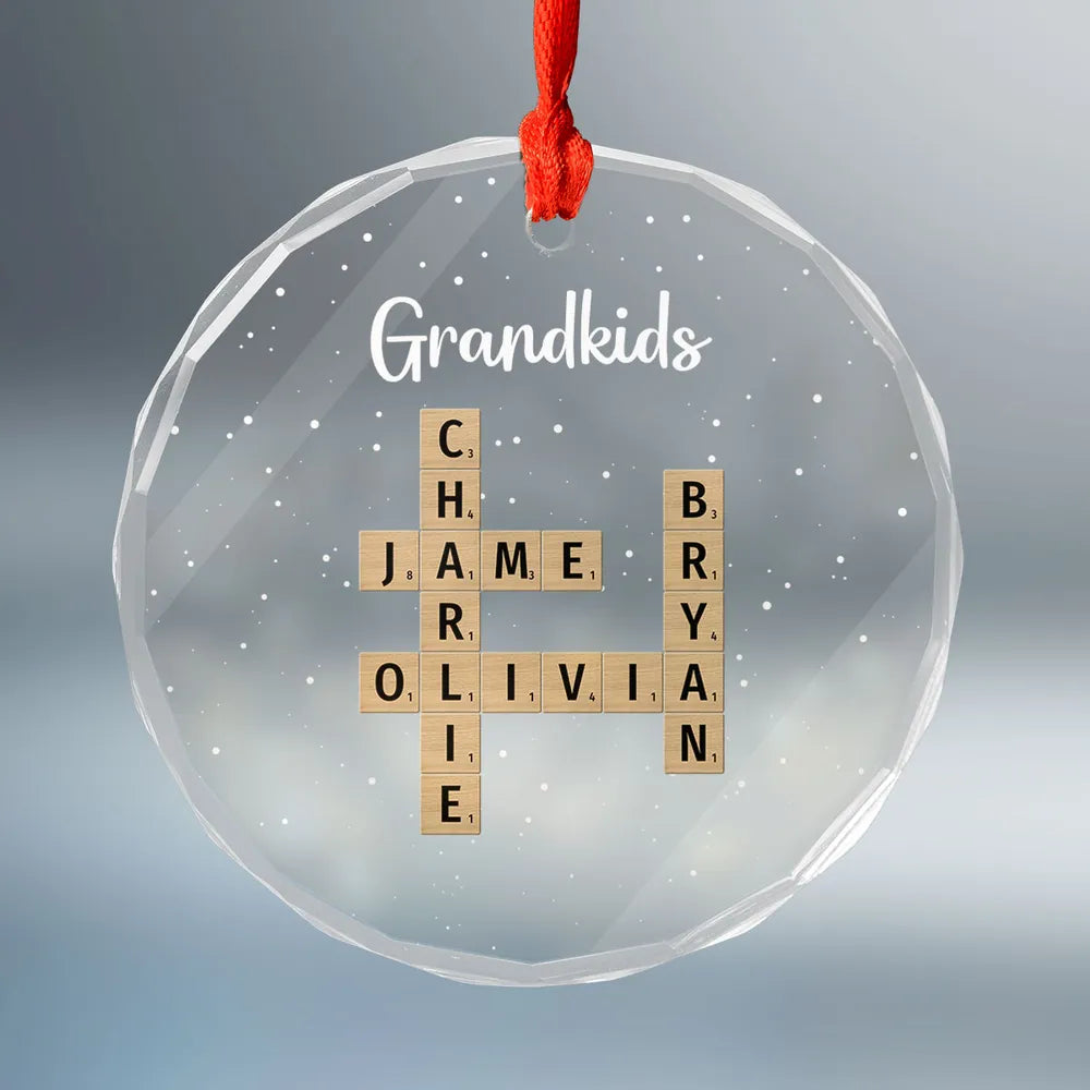 Personalized Grandkids Pillow - Custom Name Cross Plaque - Perfect Gift for Grandparents, Holiday Decor Keepsake