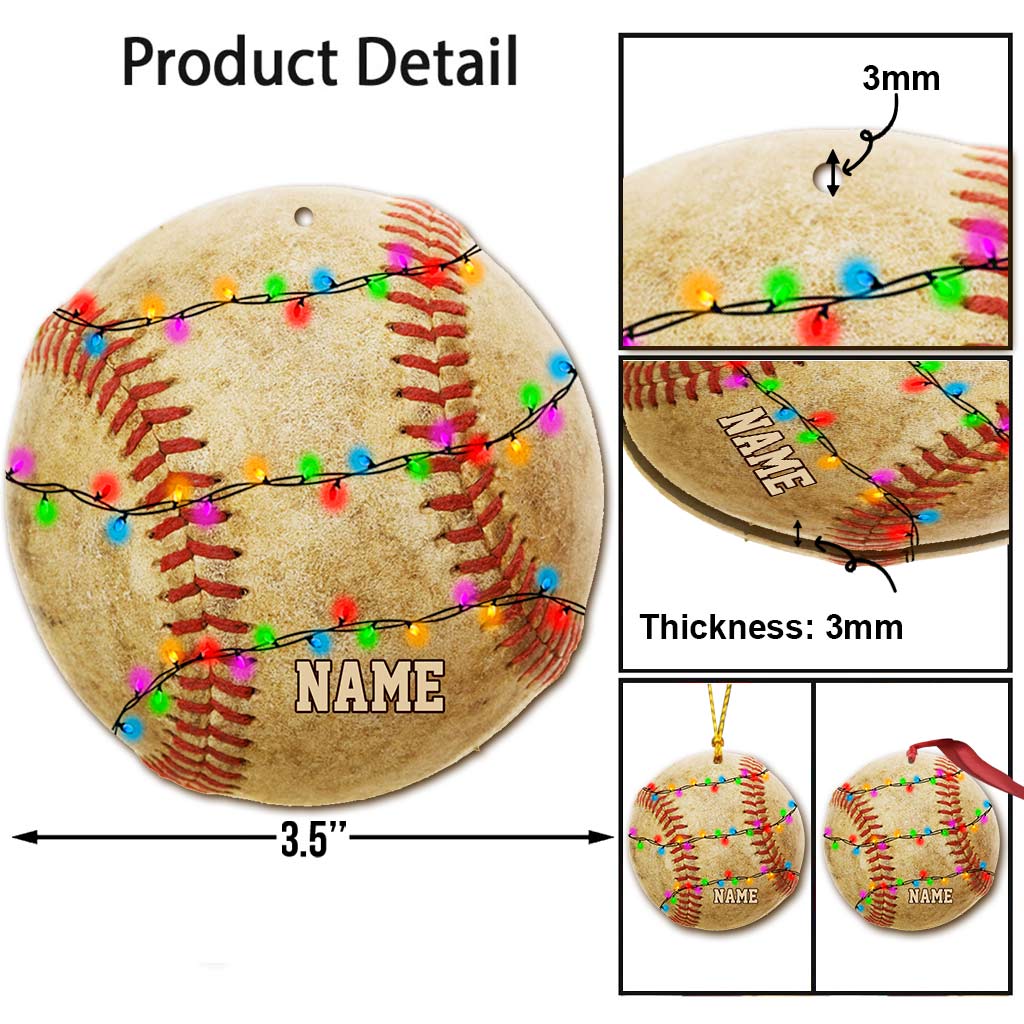 Baseball Lovers - Personalized Christmas Ornament (Printed On Both Sides)