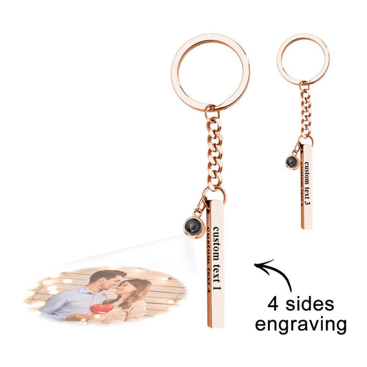 Custom Bar Vertical Cube Projection Keychain - gift for anyone, who lost a loved one - Personalized Keychain