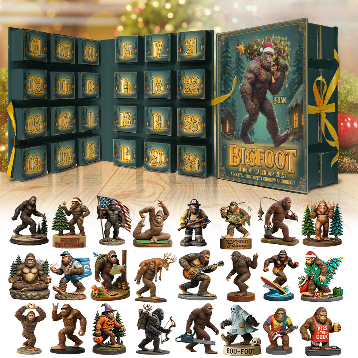 Adventure Awaits - Personalized Hiking Folded Advent Calendar With Ornaments