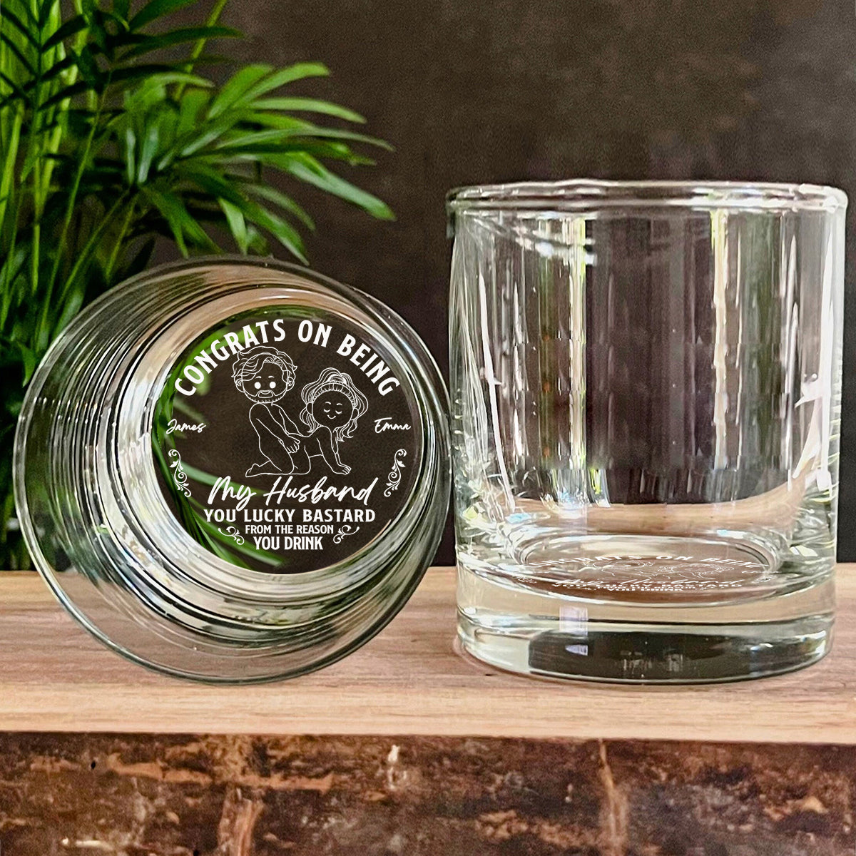 Congrats On Being My Husband Boyfriend - Personalized Couple Engraved Whiskey Glass