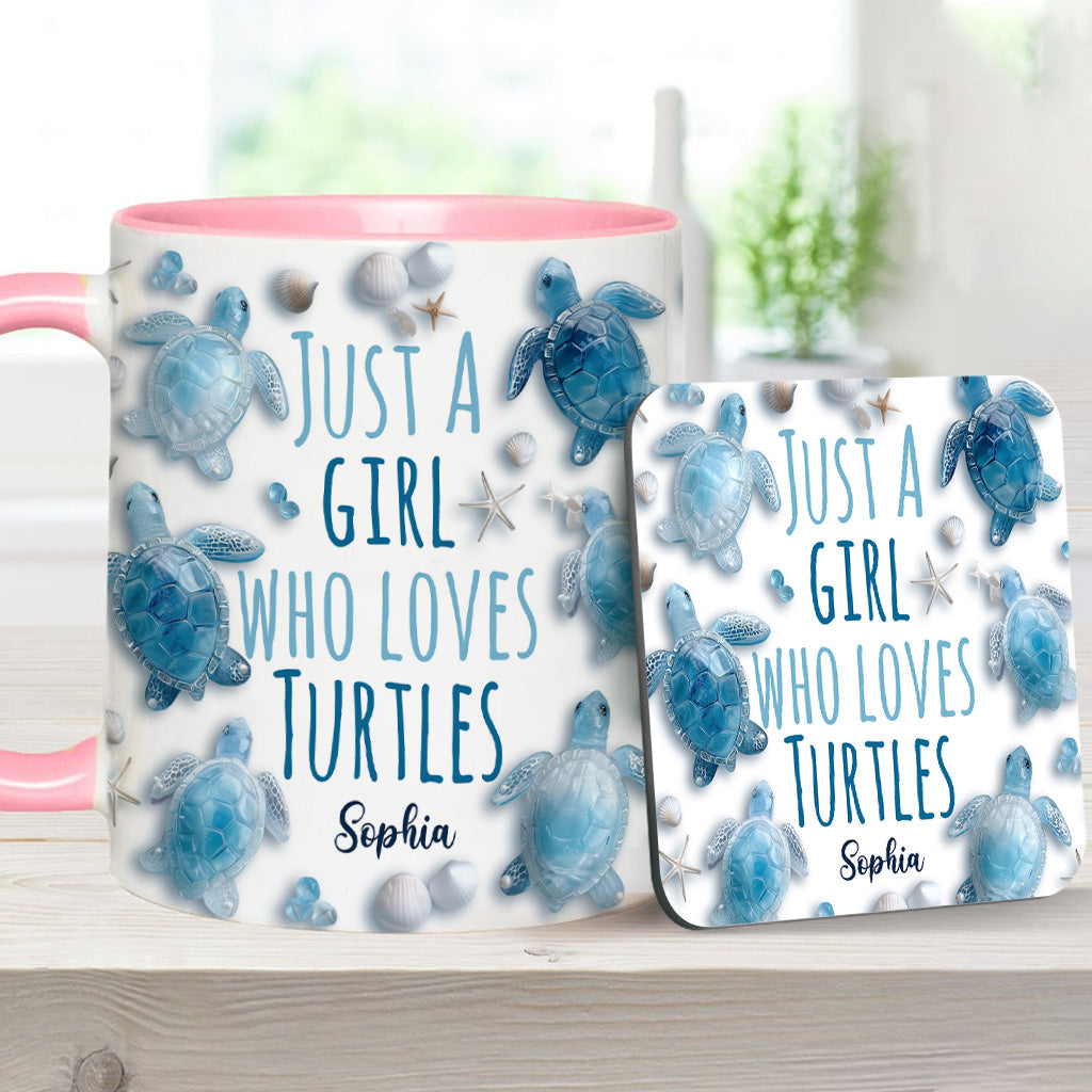 Just A Girl Who Loves Turtles - Personalized Turtle Accent Mug