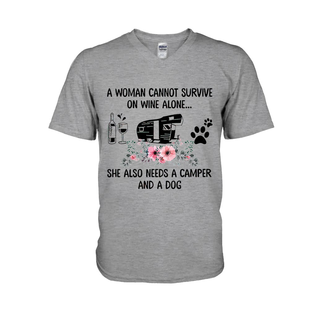A Woman Cannot Survive On Wine Alone - Camping T-shirt and Hoodie 1121