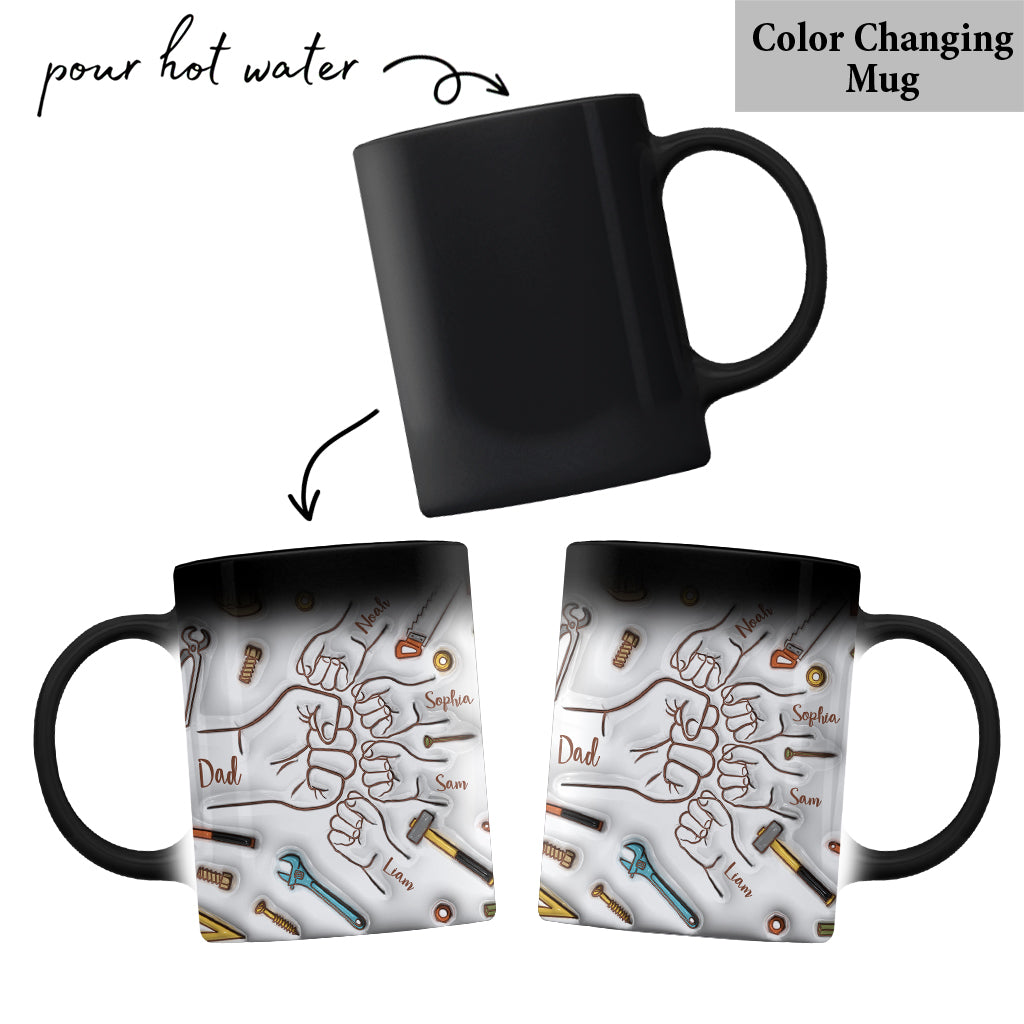 Father And Children Fist Bump - Personalized Father Mug