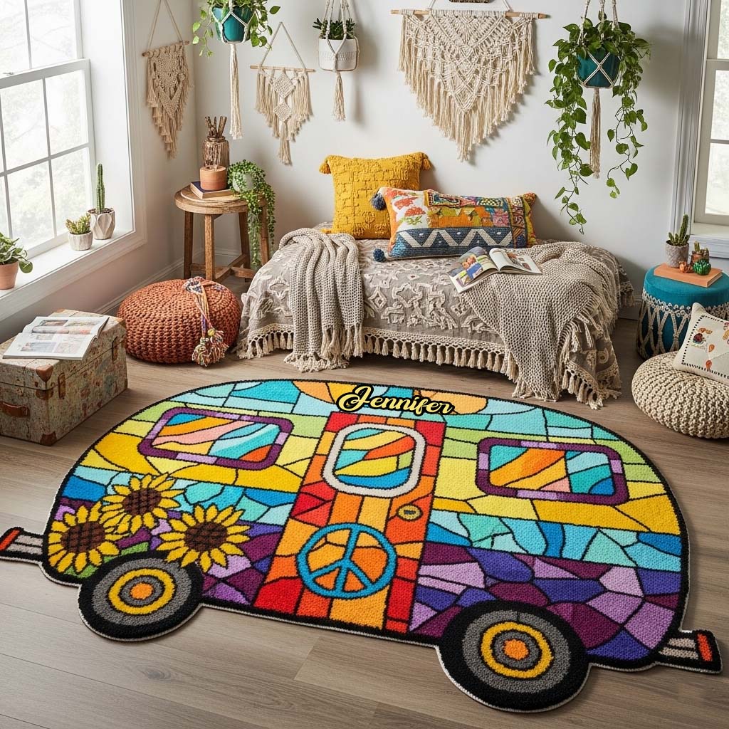 Hippie Souls - Personalized Hippie Shaped Doormat/ Rug