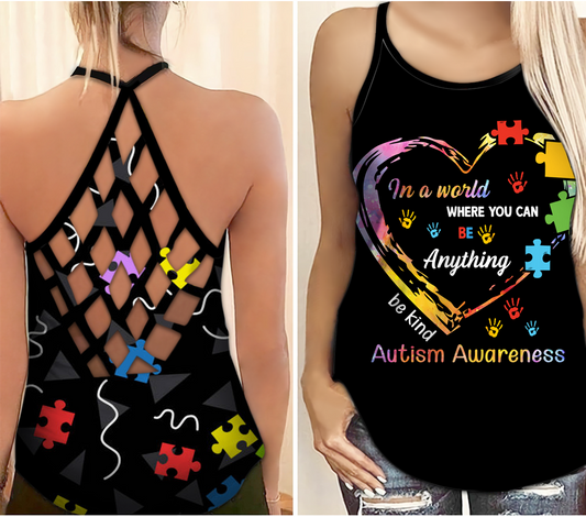 Autism Awareness Be Kind - Cross Tank Top 0921