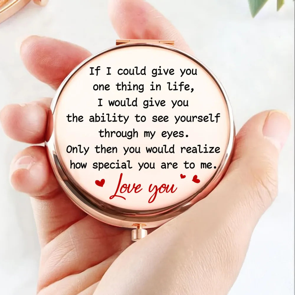 To My Daughter Metal Compact Mirror, Heartwarming Quote Mirror for Purse, Personalized Unique Gift From Mom She'll Carry Daily