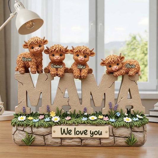Cute Highland Cow Mama - Personalized Mother Custom Shaped Acrylic Plaque