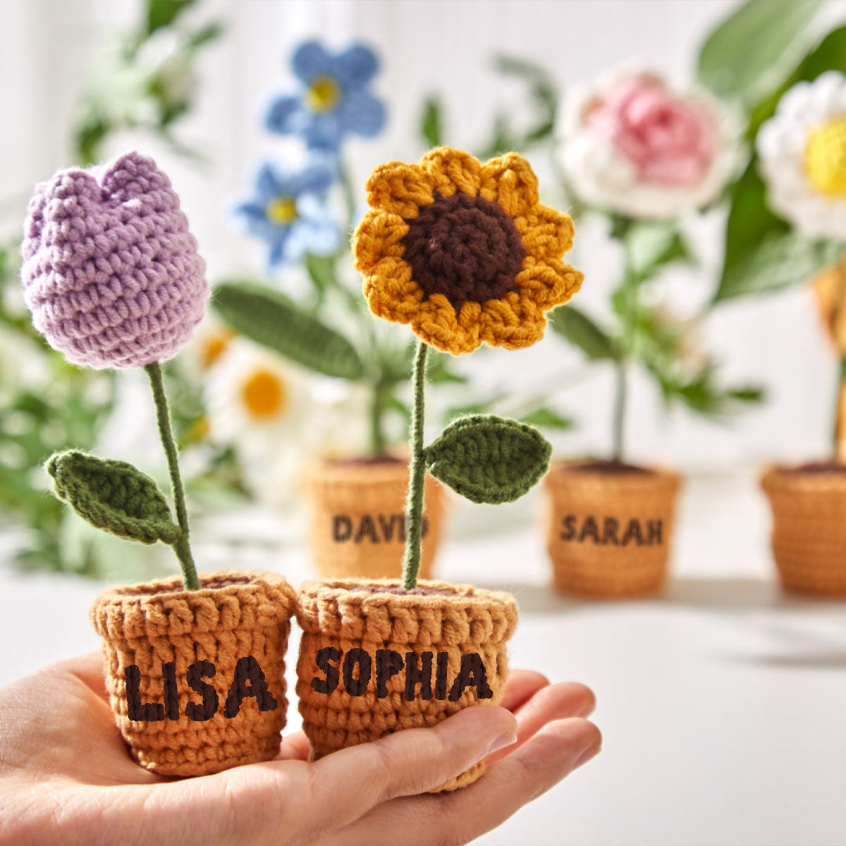 Grandma's Garden Crochet Flowers - Personalized Grandma Hand Knitted Doll