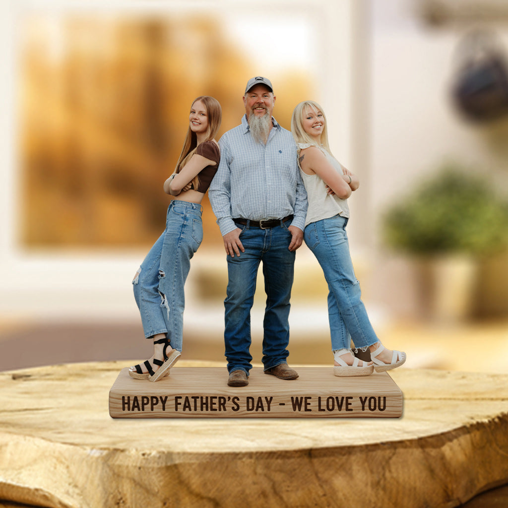 Custom Black Family Portrait Personalized Figurine Statue - Best Dad Ever Nameplate Trophy - Unique Father's Day Desk Ornament Gift