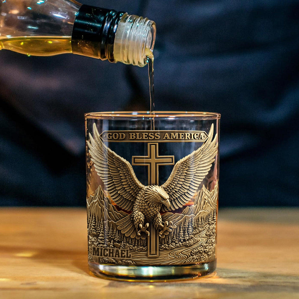 God Bless America - Personalized Bald Eagle Whiskey Decanter Set