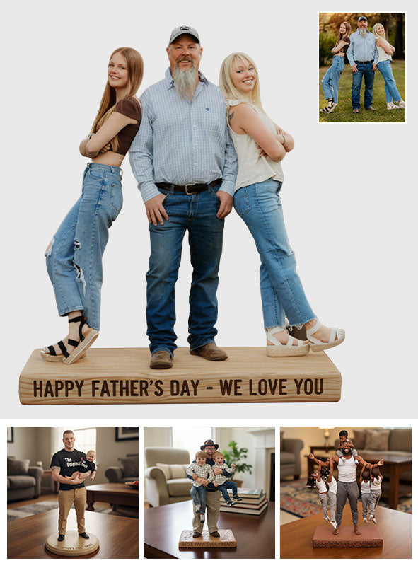 Custom Black Family Personalized Figurine Statue - Best Dad Ever Nameplate Keepsake - Unique Father's Day Desk Ornament Gift