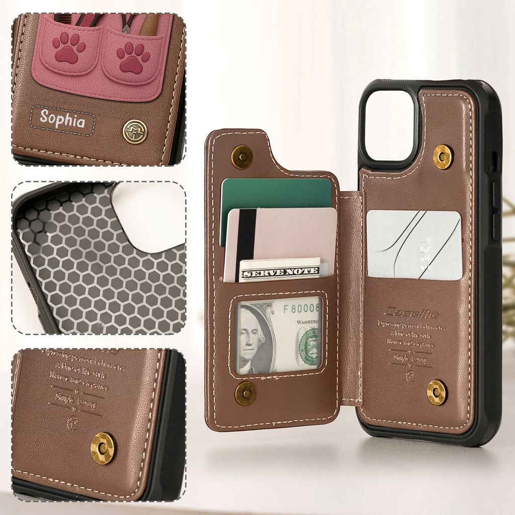 Dog Groomer Gift With Grooming Tools And Paw Prints - Personalized Dog Groomer Wallet Phone Case