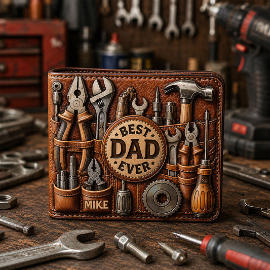 Custom Title Best Gift For Dad/Grandpa - Personalized Father Leather Wallet