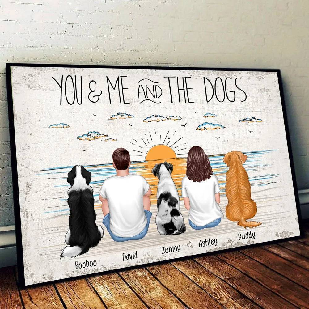 You Me And The Dogs Beach Outline Personalized Ornament or Poster or Canvas or Plaque or Pillow