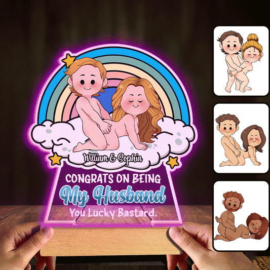 Congrats On Being My Husband - gift for husband, wife - Personalized Shaped Plaque Light Base