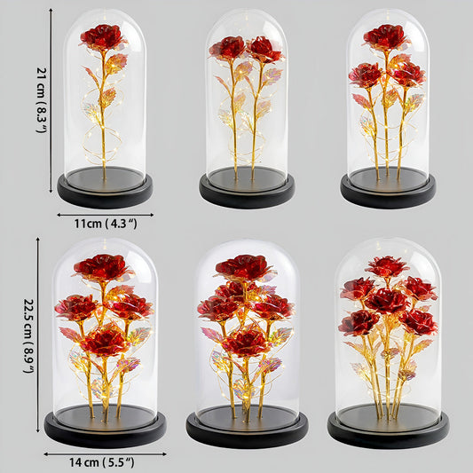 Crystal Alphabet Letter Gift - Personalized Self Love Glowing Roses Glass Dome