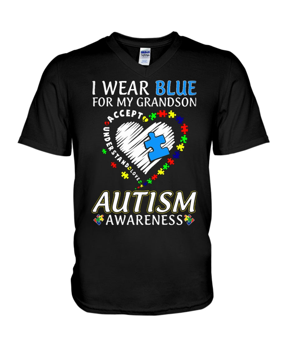 I Wear Blue For My Grandson - Autism Awareness T-shirt and Hoodie 0921