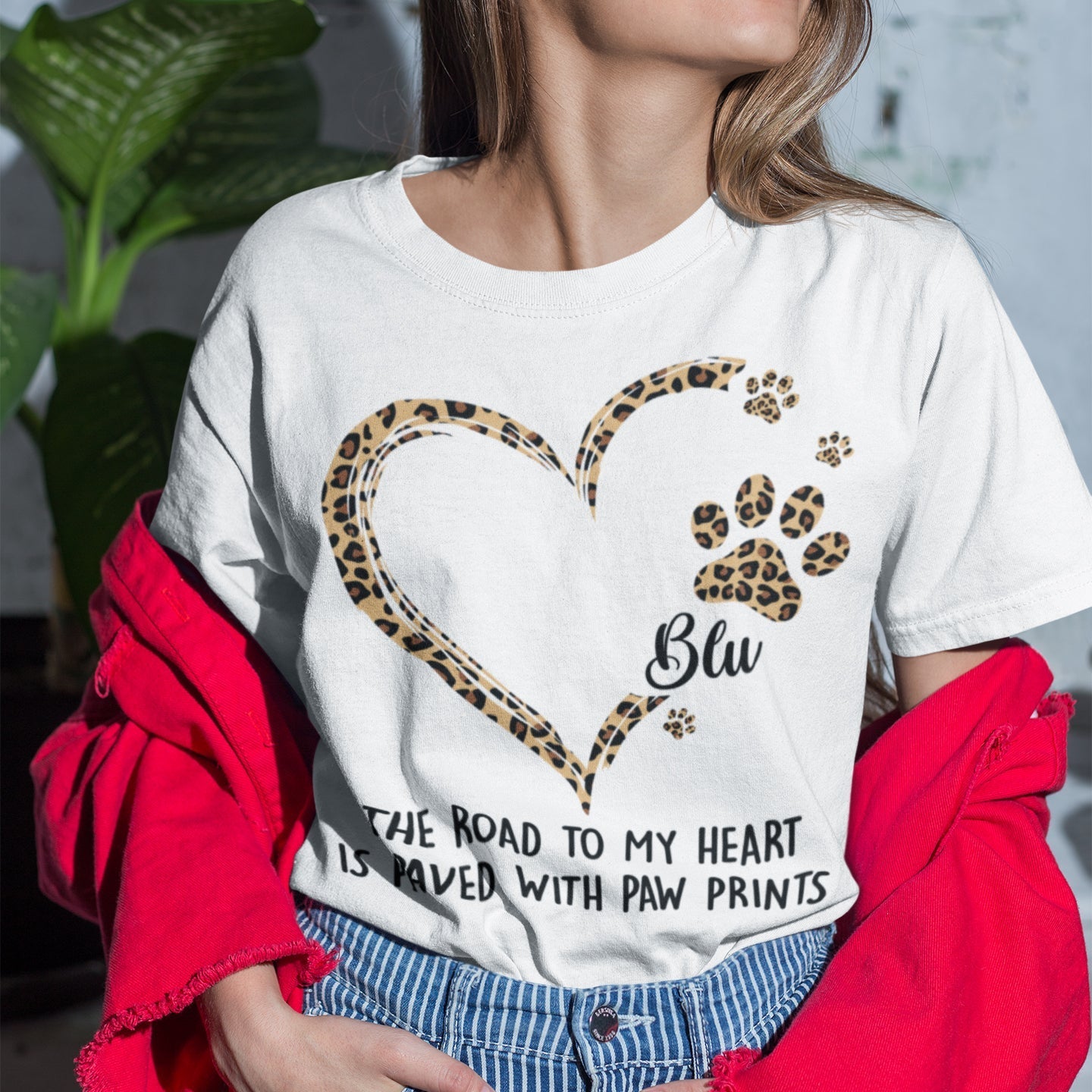 Personalized Pet Lover T-Shirt – The Road to My Heart is Paved with Paw Prints – The Perfect Gift for Pet Owners
