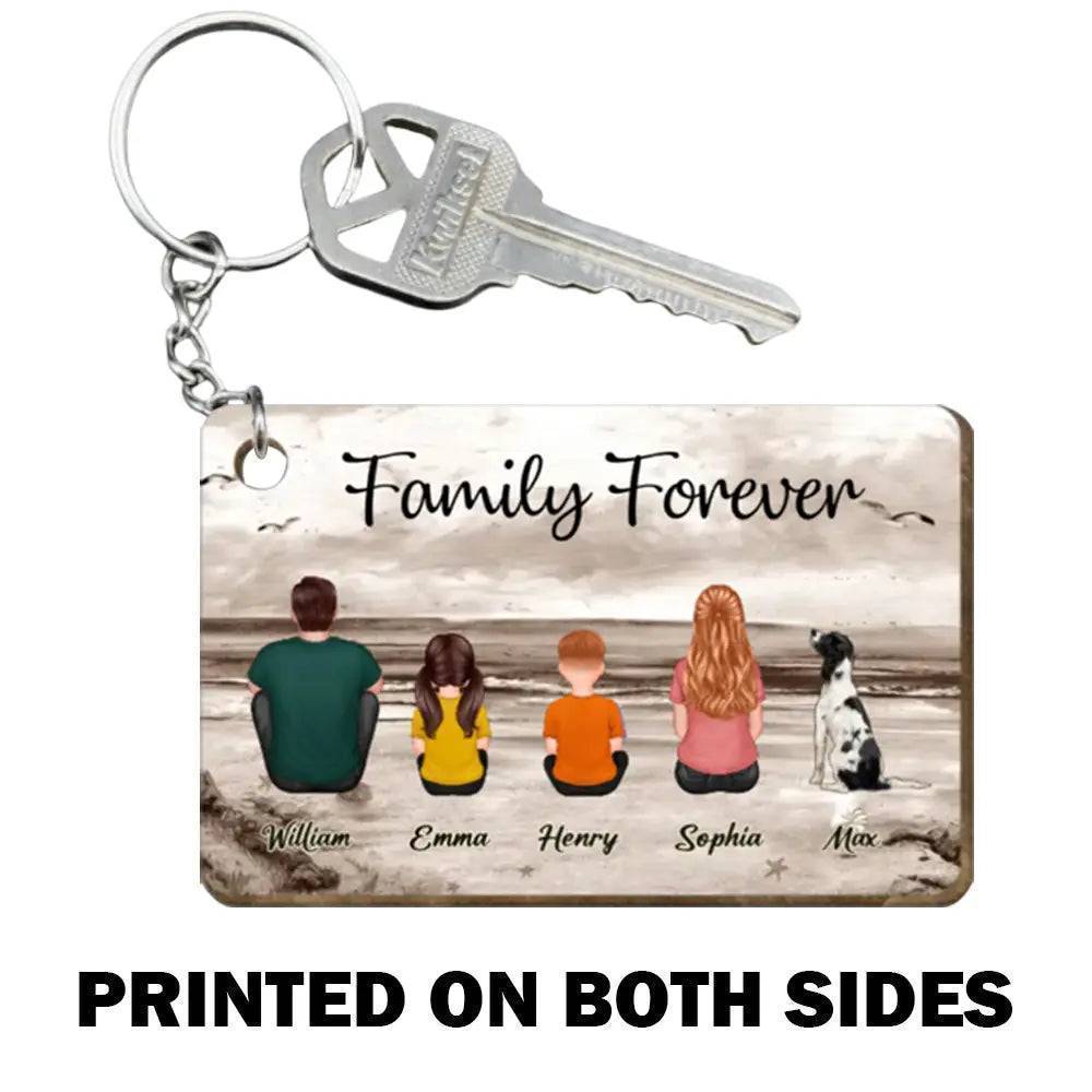 Beach Landscape Family Sitting Back View - Personalized LED Plaque or Keychain or Poster or Car Hanger or Pillow or Wallet or Wallet Card or Cap or Cup- Ideal Gift for Loved Ones