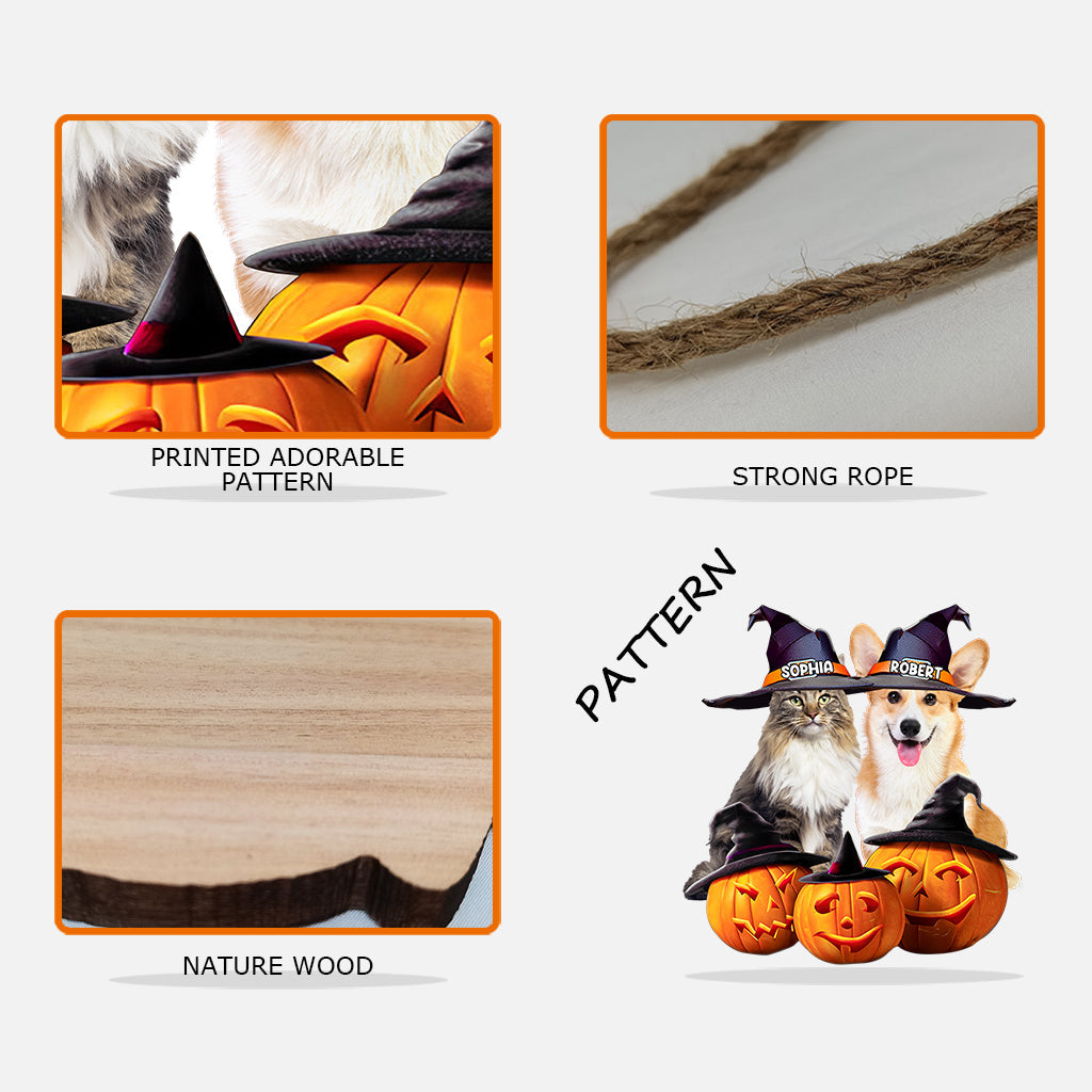 Cute Halloween Pets - Personalized Dog Custom Shaped Wood Sign