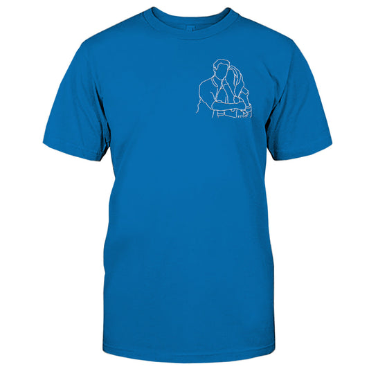 Custom Line Art - Personalized Couple Embroidered T-shirt