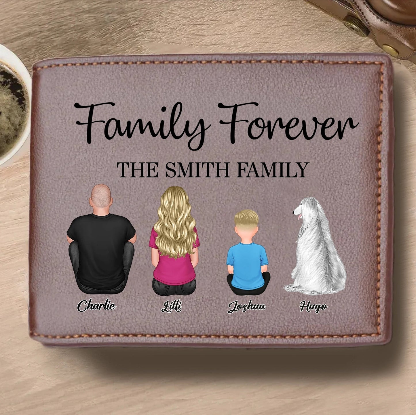 Family Forever Beach Design - Personalized Cosmetic Bag, Wooden Carhanger, LED Plaque, Keychain, Poster, Wallet Card, and Pillow, Unique Gift