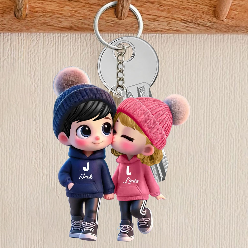 Customizable Couple's Acrylic Keychain – Personalized Names Gift