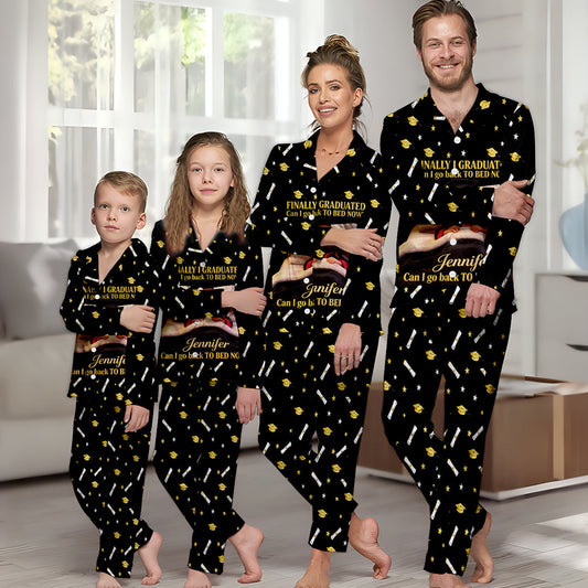 Can I Go To Bed Now - Personalized Graduation Button Down Pajamas