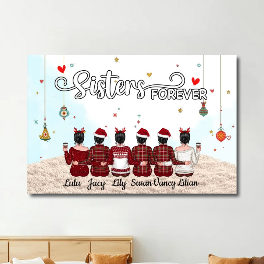 Sisters Forever - Personalized Ornament, Poster, Keychain, Plaque, Blanket, or Cup - A Heartfelt Gift for Your Best Friend or Sister