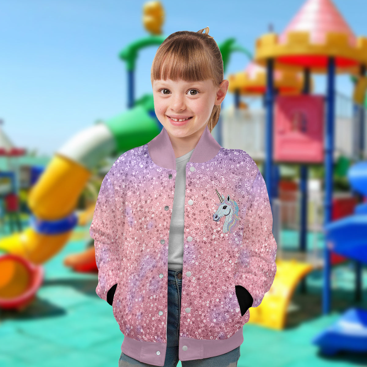 Beautiful Unicorn Gift For Girl - Personalized Kid Varsity Jacket