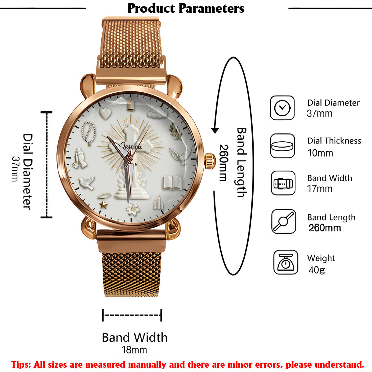 Faith Over Fear - Personalized Christian Women Hand Watch