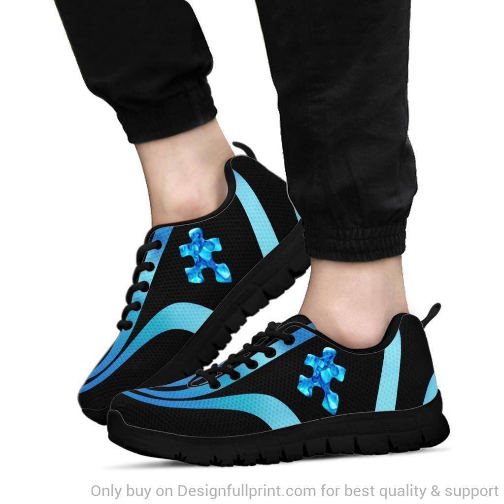 Autism Hologram Running Black Or White Sole - Autism Awareness Sneakers 0921