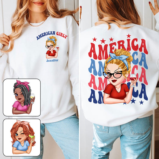 American Girly - Personalized Independence Day/ 4th of July All Over Shirt