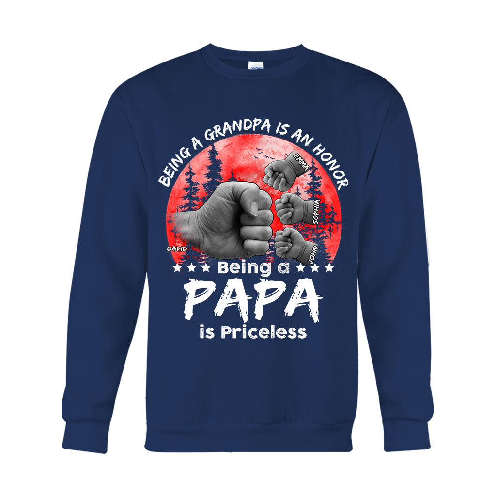 Father Son Red Moon Fist Bump - Personalized Father T-shirt And Hoodie
