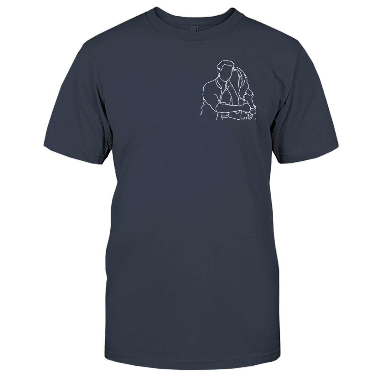 Custom Line Art - Personalized Couple Embroidered T-shirt