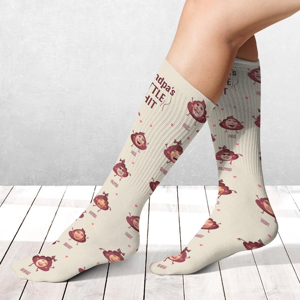 Daddy Little Shits - Gift for dad, grandma, grandpa, mom, uncle, aunt, brother, sister - Personalized Socks