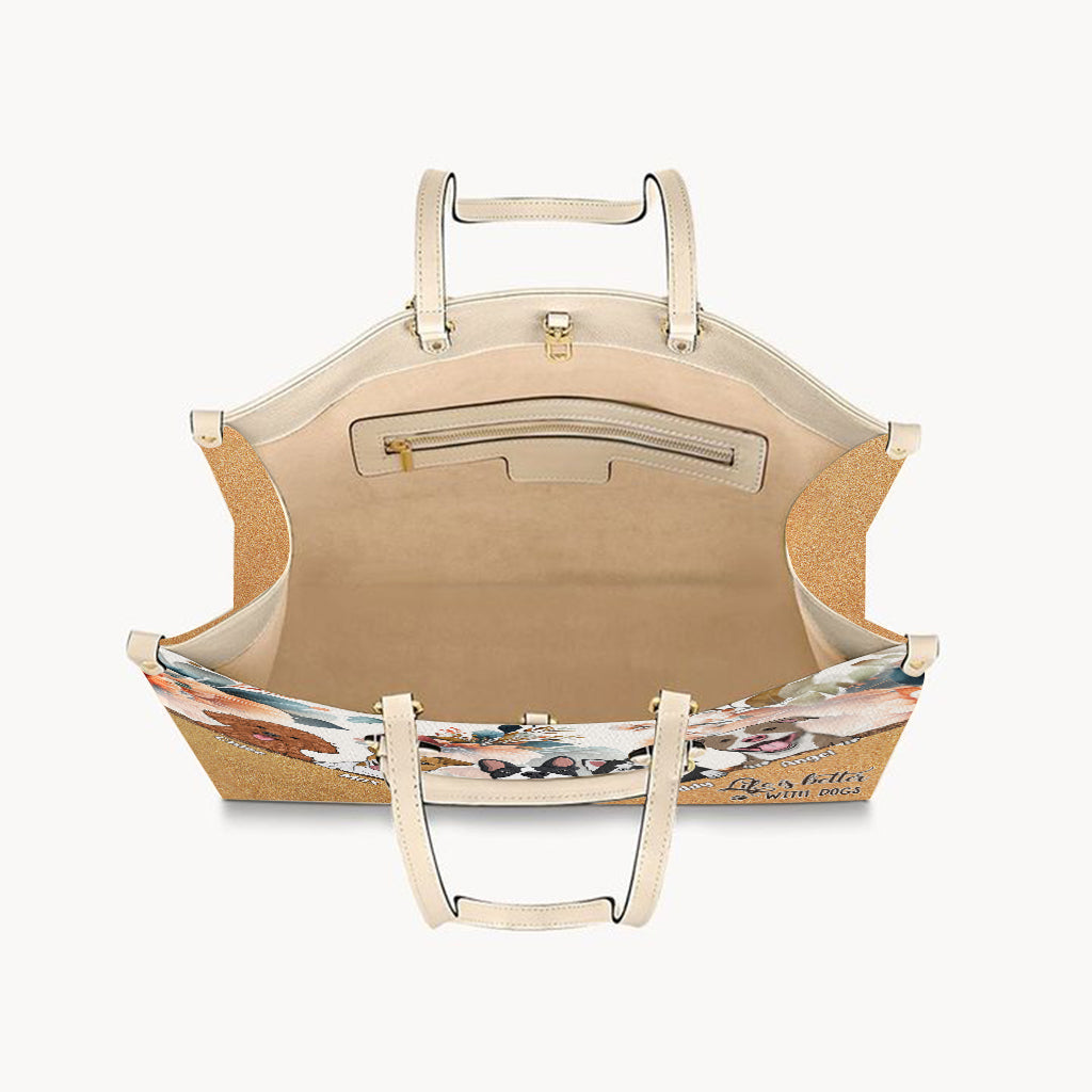 Life Is Better With Dogs - Personalized Dog Leather Handbag