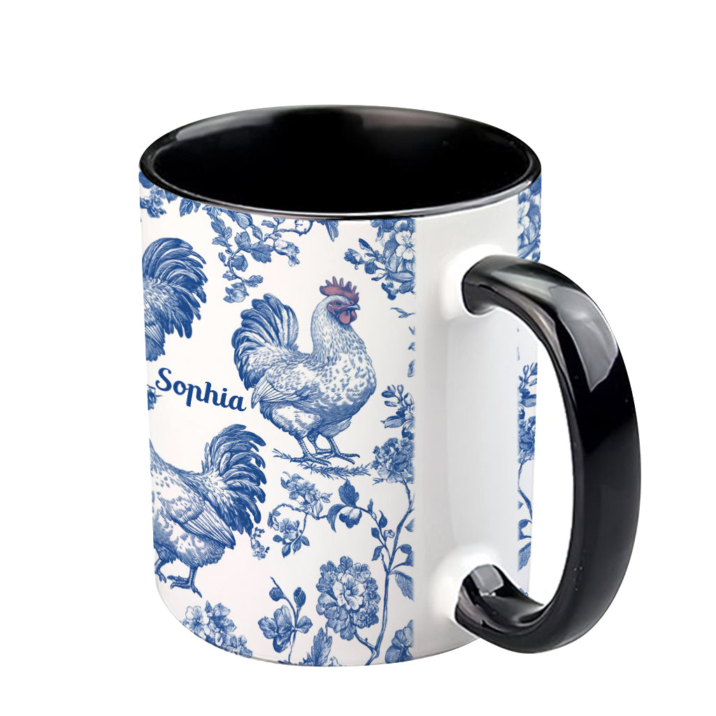 Chicken Toile de Jouy - Personalized Chicken Accent Mug