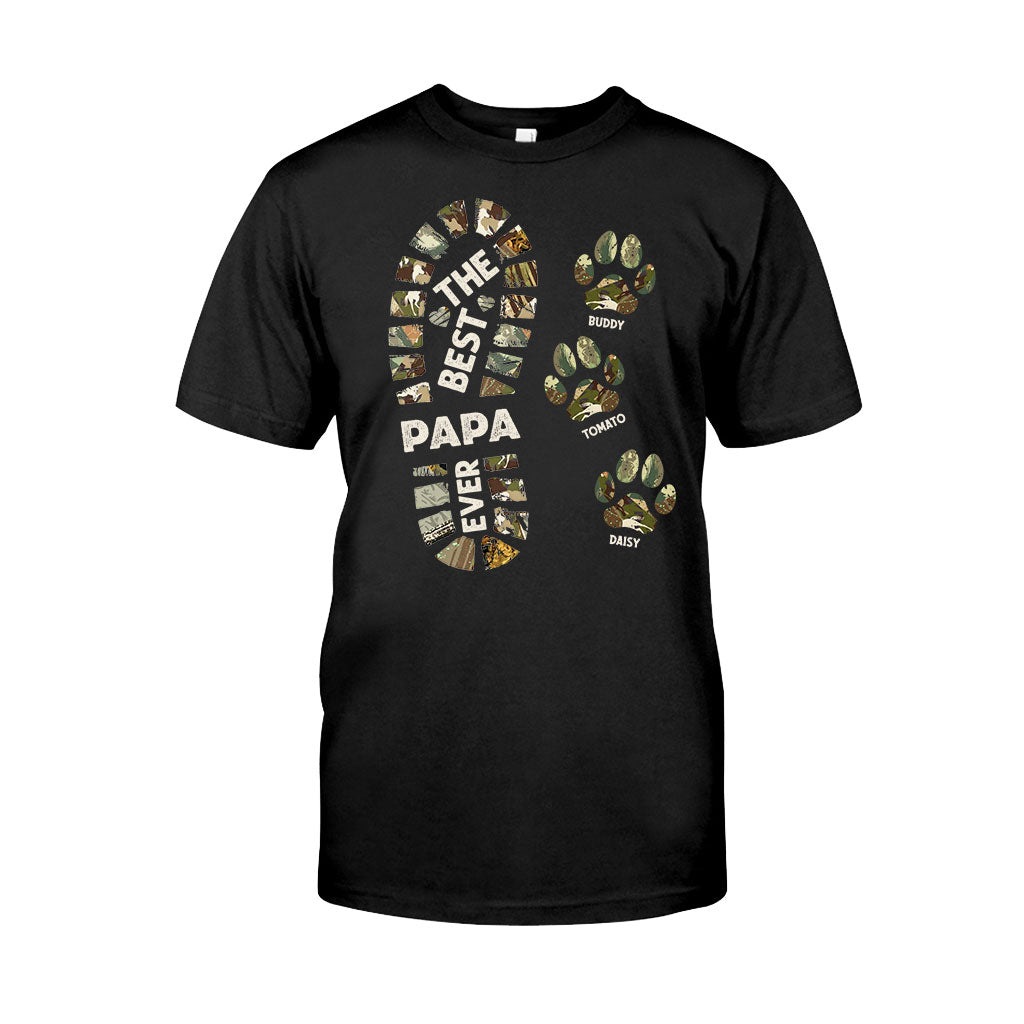 Dad Foot Print Paw Prints - Personalized Father T-shirt And Hoodie