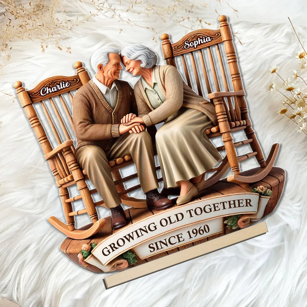 Growing Old Together Couple Acrylic Ornament – Personalized Anniversary Gift